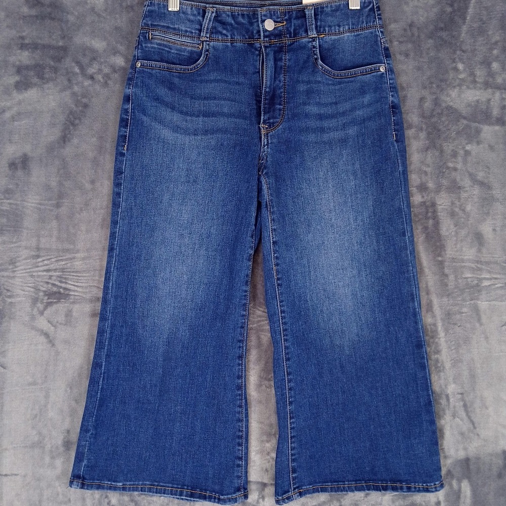 NYDJ Jeans Womens 4P Blue HR Major Wide Leg Capri Cool Embrace Crop Stretch NWT‎